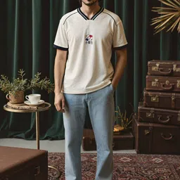 Shop Football Son 7 Embroidered V-Neck Relaxed Fit T-Shirt image 2