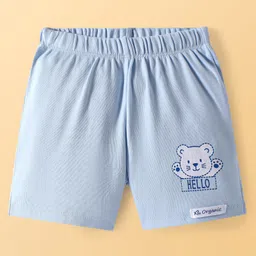 Babyoye 100% Cotton Oragnic Shorts with Animal Print Pack of 3 - Blue & White image 2