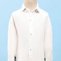 Rikidoos Full Sleeves Metal Applique Detailed 3 Piece Suit Set With Bow - White & Dark Grey image 2