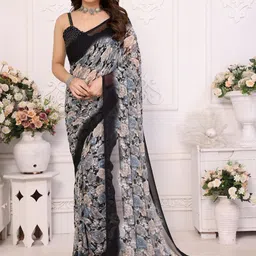 MAHALASA Floral Printed Pure Georgette Saree-picture-51