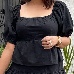 Label Tanvee Pure Cotton Square Neck Top & Skirt Co-Ords Set image 5