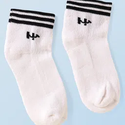 Honeyhap Premium Cotton Knit Bamboo Spandex Ankle Length Bio Finish Solid Socks Pack of 5 - Pink WhiteLime Punch White & Black Stripe image 3