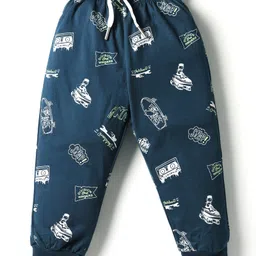 Smarty Boys Sinker Knit Full Sleeves T-Shirt & Lounge Pant Set With Skateboard Print - Navy Blue image 4