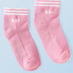 Honeyhap Premium Cotton Knit Bamboo Spandex Ankle Length Bio Finish Solid Socks Pack of 5 - Pink WhiteLime Punch White & Black Stripe image 5
