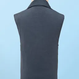 Rikidoos Full Sleeves Metal Applique Detailed 3 Piece Suit Set With Bow - White & Dark Grey image 5