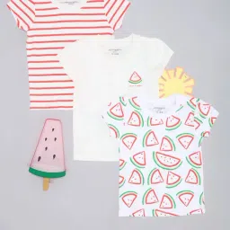 Pantaloons Baby Girls Multicoloured T-Shirts - Pack of 3-image-90
