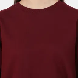 Bene Kleed Maroon Cotton Relaxed Fit Oversized Sweatshirt image 4