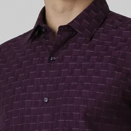 Peter England Purple Slim Fit Checks Shirt image 4