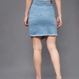 Miss Chase Light Blue Denim Wrap Skirt image 2