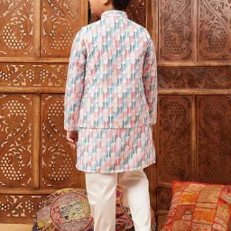 StyloBug Boys Multi Embroidery Kurta Set with Jacket image 4