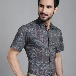 Indian Needle Grey Regular Fit Printed Shirt image 4