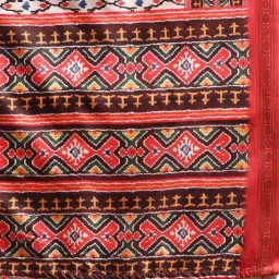 Silk Land White & Orange Silk Printed Saree With Unstitched Blouse image 4