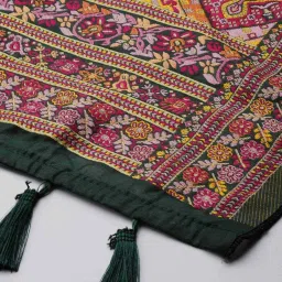 Silk Land Green Cotton Woven Pattern Dupatta image 4