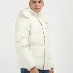 Calvin Klein White Regular Fit Quilted Hooded Jacket image 4