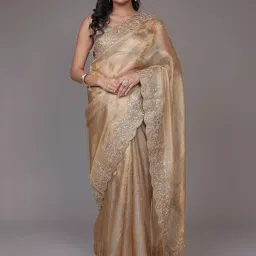 Zari Jaipur Gold Embroidered Saree image 4