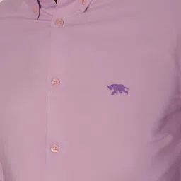 ANDAMEN Light Violet Slim Fit Cotton Shirt image 4