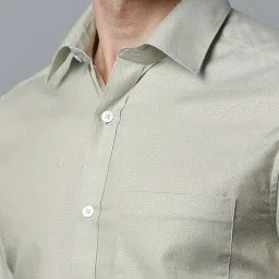 louis philippe Men Green Classic Fit Textured Full Sleeves Formal Shirt image 4