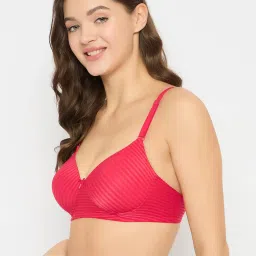 Clovia Red Polyamide Printed Padded Full Cup Wire Free T-Shirt Bra image 4