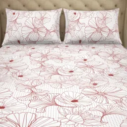 Welspun Floral Red 150 TC Cotton Double Bedsheet With 2 Pillow Covers image 4