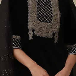 aarke Ritu Kumar Black Embroidered Kurta With Sharara & Dupatta image 4