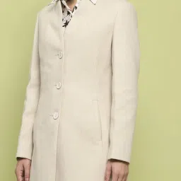 MADAME Off White Plain Long Coat image 4