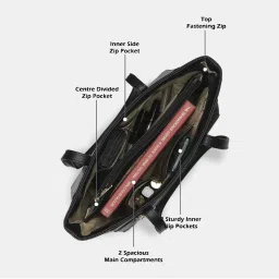 Lavie Black Textured Large Tote Handbag image 4