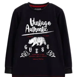 Guess Kids Black Logo Regular Fit T-Shirt-image-32