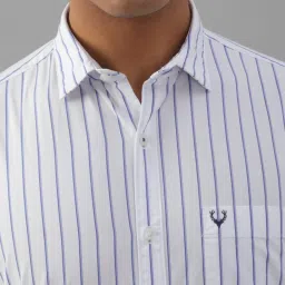 Allen Solly White Cotton Slim Fit Striped Shirt image 4
