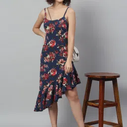 KASSUALLY Navy Floral Print High-low Dress image 4
