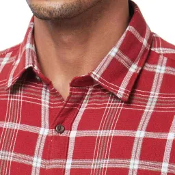 Spykar Red Cotton Regular Fit Checks Shirt image 4
