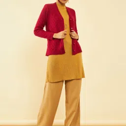 Soch Maroon Self Pattern Cardigan image 4