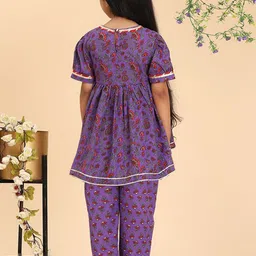 Cutiekins Girls Floral Printed Regular Gotta Patti Kurta with Dhoti Pants image 2
