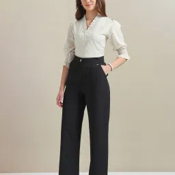 U.S. Polo Assn. Black Straight Fit Mid Rise Trousers image 4