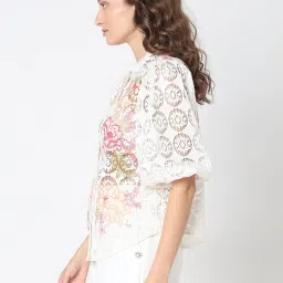 Vero Moda White Self Design Top image 4