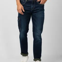 Spykar Dark Blue Slim Fit Lightly Washed Jeans-picture-36