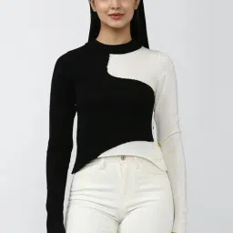 Forever 21 Black & White Round Neck Sweater-picture-14