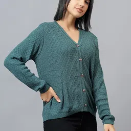 Cantabil Green Jacquard Full Sleeves Sweaters image 4