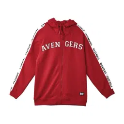 The Souled Store Kids Red Cotton Printed Full Sleeves Marvel Hoodie-image-16
