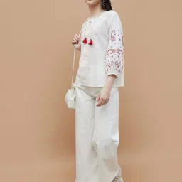 Colour Me by Melange White Embroidered Top image 4