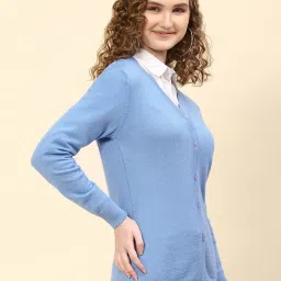 Monte Carlo Sky Blue Regular fit Solid Cardigans image 4