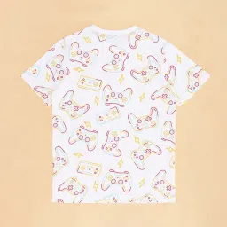 Pantaloons Junior White & Pink Cotton Printed T-Shirt image 4