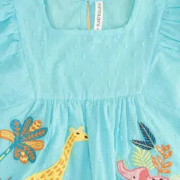 Pantaloons Baby Blue & Yellow Cotton Embroidered Top Set image 4