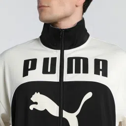 Puma Black & Snow White Relaxed Fit Colour Block Sports Jacket image 4