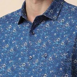 Allen Solly Blue Cotton Slim Fit Printed Shirt image 4