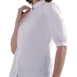 Elle White Cotton Regular Fit Shirt image 4