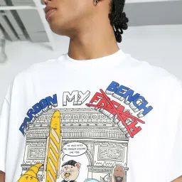 Puma White Cotton Relaxed Fit Graphic Sports T-Shirt image 4