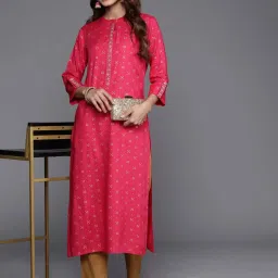Indo Era Pink Printed Straight Kurta image 4