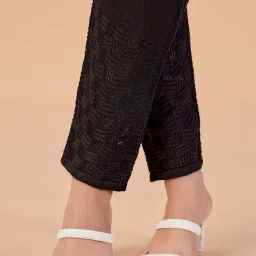 Jaipur Kurti Black Solid Woolen Pants image 4