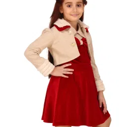 Cutecumber Girls Red Polyester Solid Mini Dress with Jacket image 4