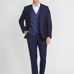 Arrow Royal Blue Regular Fit Texture Three Piece Suit image 4